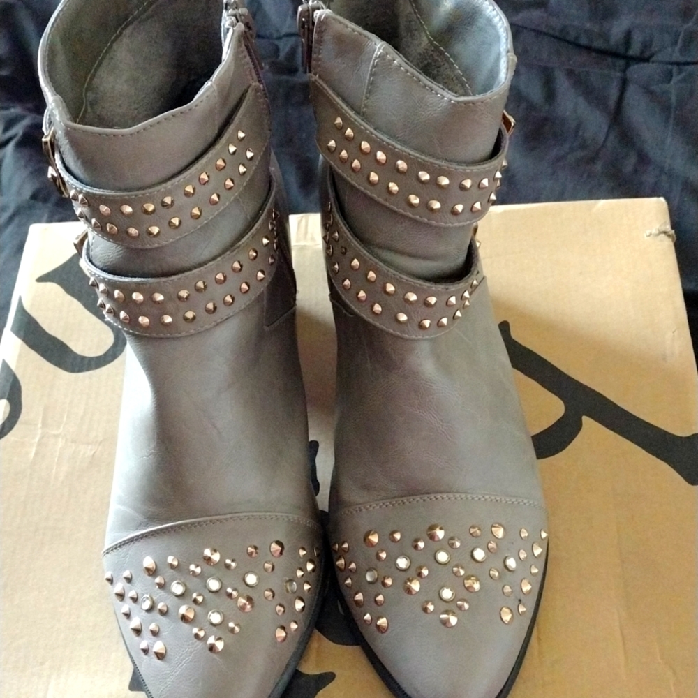 Gray Studded Booties - image 1